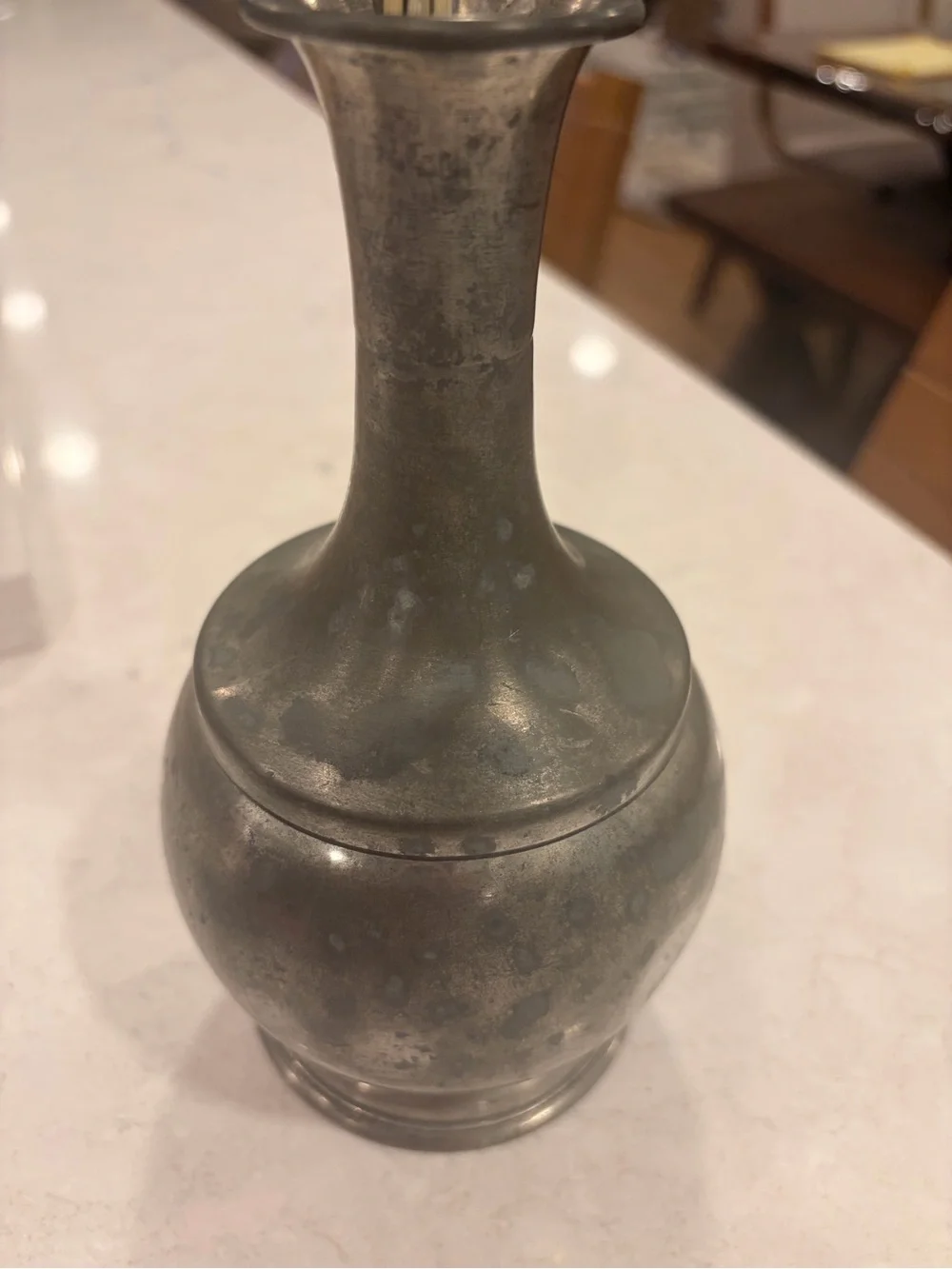 Antique-pewter Metal Vase in Aged Silver